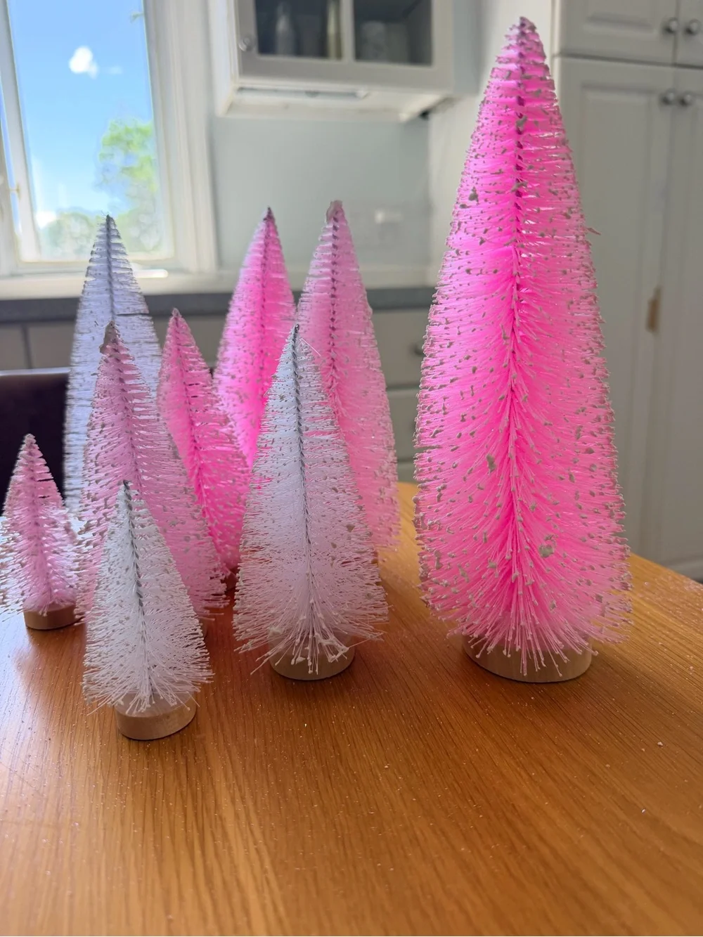 Target Pink and White Bottle Brush Tree Set - Holiday Decor